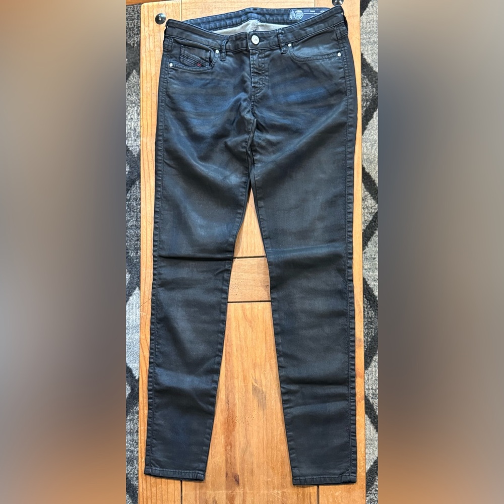 GUC - DIESEL - W29 - LOW RISE GRACEY-NE COATED SKINNY Jeans - BLACK